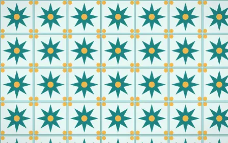 Cancún Surf Star Tile — light teal and gold azulejo background