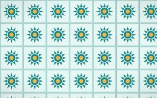 Cancún Surf Sunburst Tile — light teal and gold azulejo background