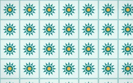 Cancún Surf Sunburst Tile — light teal and gold azulejo background