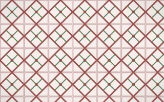 Cape Protea Lattice Tile — light red, green and white azulejo background