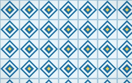Capri Blue Diamond Tile — light blue, gold and white azulejo background