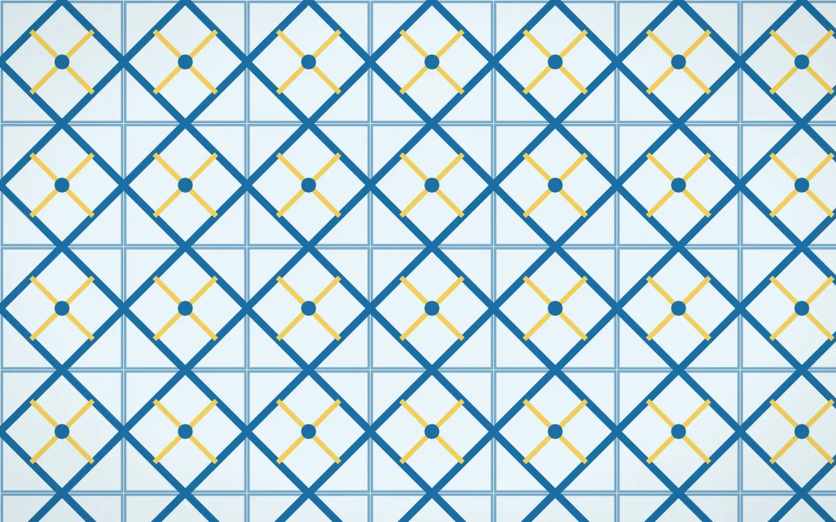 Capri Blue Lattice Tile — light blue, gold and white azulejo background