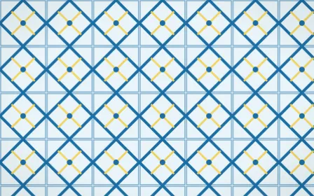 Capri Blue Lattice Tile — light blue, gold and white azulejo background