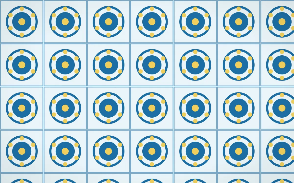 Capri Blue Medallion Tile — light blue, gold and white azulejo background