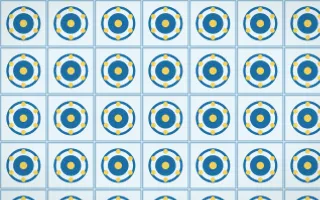 Capri Blue Medallion Tile — light blue, gold and white azulejo background