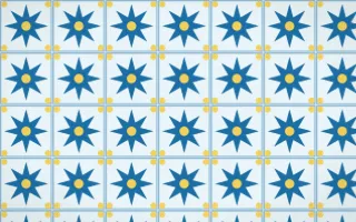 Capri Blue Star Tile — light blue, gold and white azulejo background