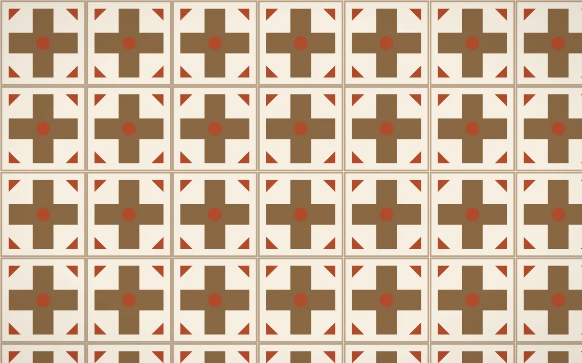 Chai Cream Cross Tile — light brown, orange and beige azulejo background