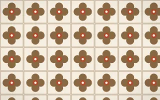 Chai Cream Quatrefoil Tile — light brown, orange and beige azulejo background
