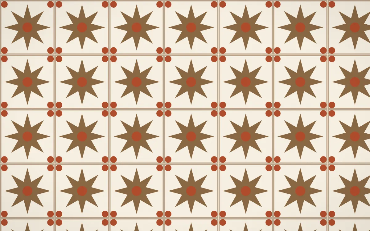 Chai Cream Star Tile — light brown, orange and beige azulejo background