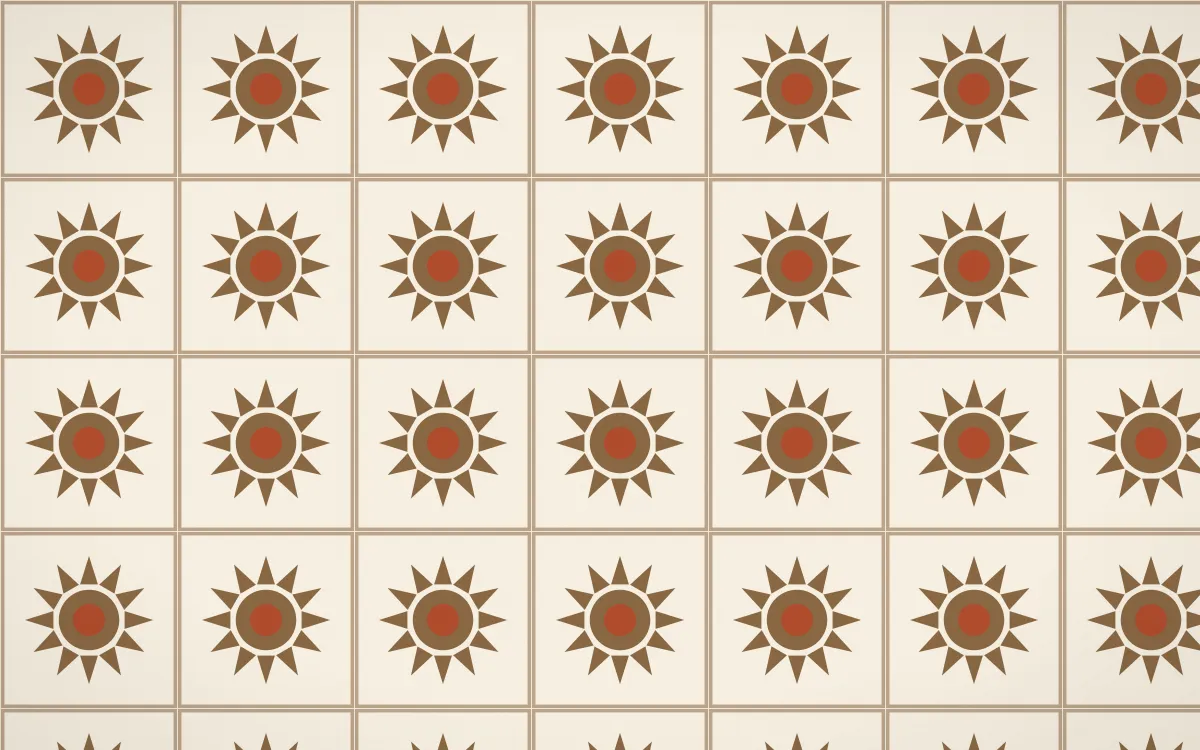 Chai Cream Sunburst Tile — light brown, orange and beige azulejo background