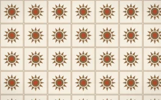 Chai Cream Sunburst Tile — light brown, orange and beige azulejo background