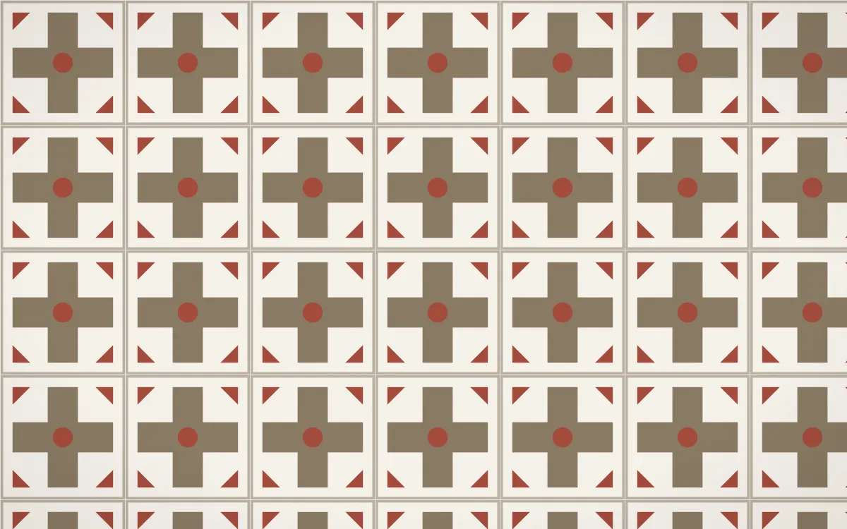 Copenhagen Hygge Cross Tile — light orange, red and white azulejo background