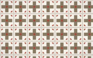 Copenhagen Hygge Cross Tile — light orange, red and white azulejo background