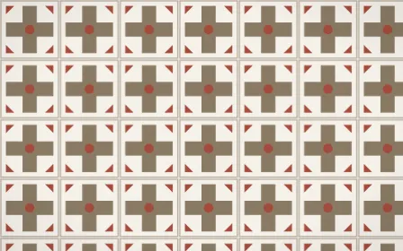 Copenhagen Hygge Cross Tile — light orange, red and white azulejo background