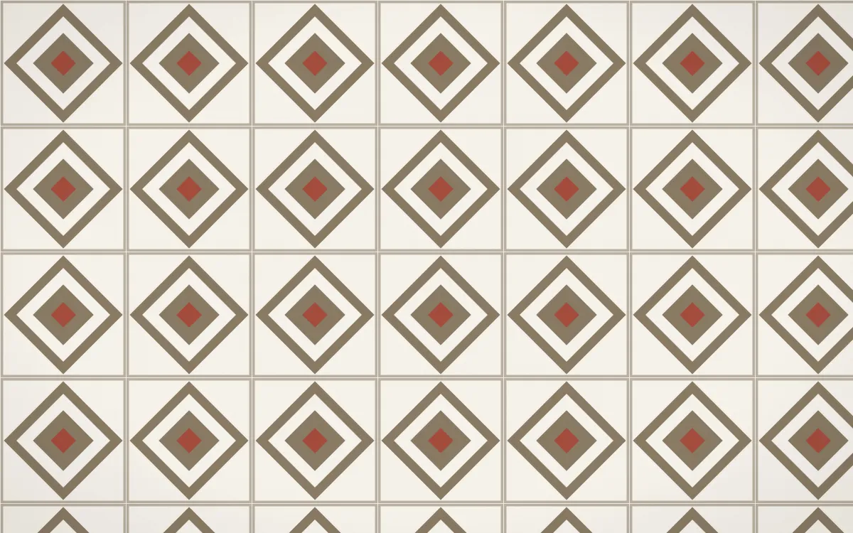 Copenhagen Hygge Diamond Tile — light orange, red and white azulejo background