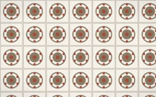 Copenhagen Hygge Medallion Tile — light orange, red and white azulejo background