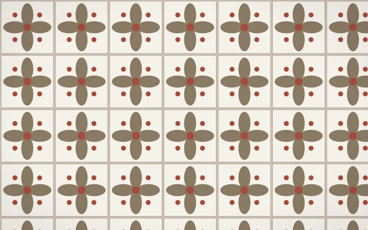 Copenhagen Hygge Petal Tile — light orange, red and white azulejo background