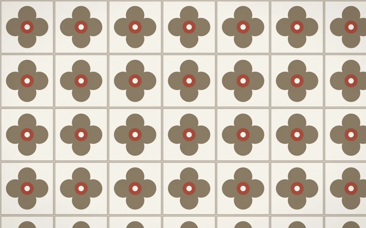 Copenhagen Hygge Quatrefoil Tile — light orange, red and white azulejo background
