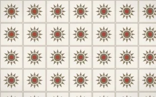 Copenhagen Hygge Sunburst Tile — light orange, red and white azulejo background
