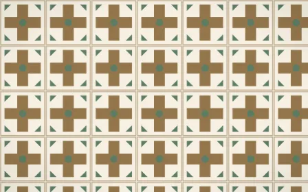 Cotswold Stone Cross Tile — light orange, green and beige azulejo background