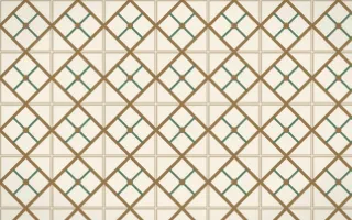 Cotswold Stone Lattice Tile — light orange, green and beige azulejo background