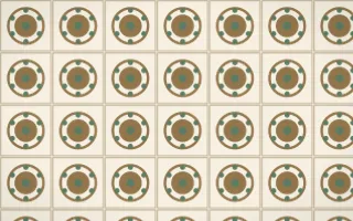 Cotswold Stone Medallion Tile — light orange, green and beige azulejo background