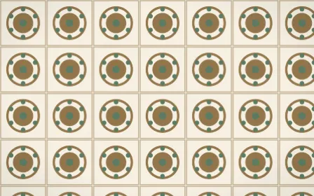 Cotswold Stone Medallion Tile — light orange, green and beige azulejo background
