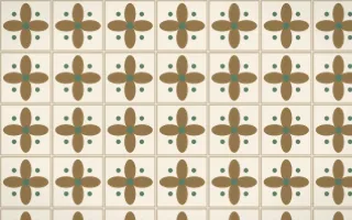 Cotswold Stone Petal Tile — light orange, green and beige azulejo background
