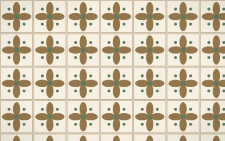 Cotswold Stone Petal Tile — light orange, green and beige azulejo background