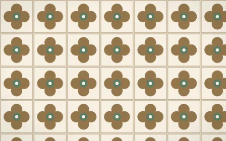 Cotswold Stone Quatrefoil Tile — light orange, green and beige azulejo background
