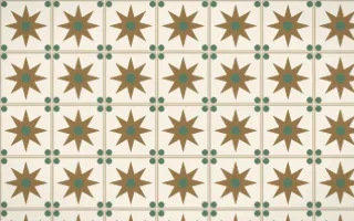 Cotswold Stone Star Tile — light orange, green and beige azulejo background