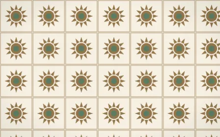 Cotswold Stone Sunburst Tile — light orange, green and beige azulejo background
