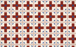Cusco Weave Cross Tile — light red, blue and beige azulejo background