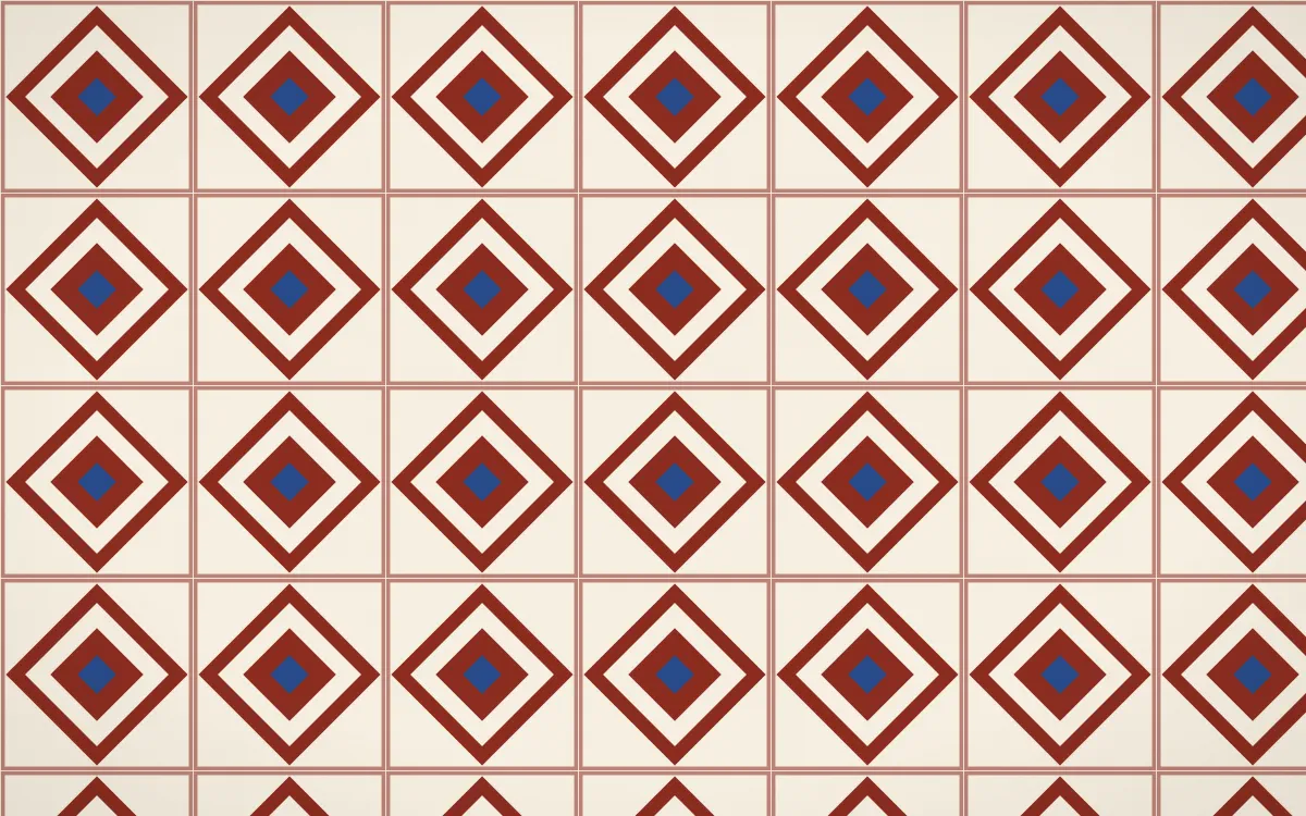 Cusco Weave Diamond Tile — light red, blue and beige azulejo background