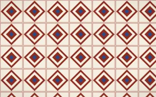 Cusco Weave Diamond Tile — light red, blue and beige azulejo background
