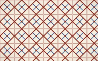Cusco Weave Lattice Tile — light red, blue and beige azulejo background