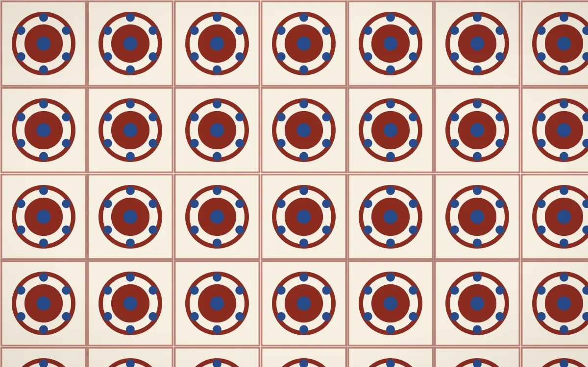 Cusco Weave Medallion Tile — light red, blue and beige azulejo background