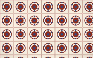 Cusco Weave Medallion Tile — light red, blue and beige azulejo background