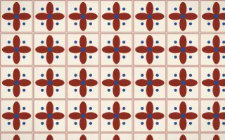 Cusco Weave Petal Tile — light red, blue and beige azulejo background
