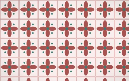 Damascus Rose Petal Tile — light red, teal and white azulejo background