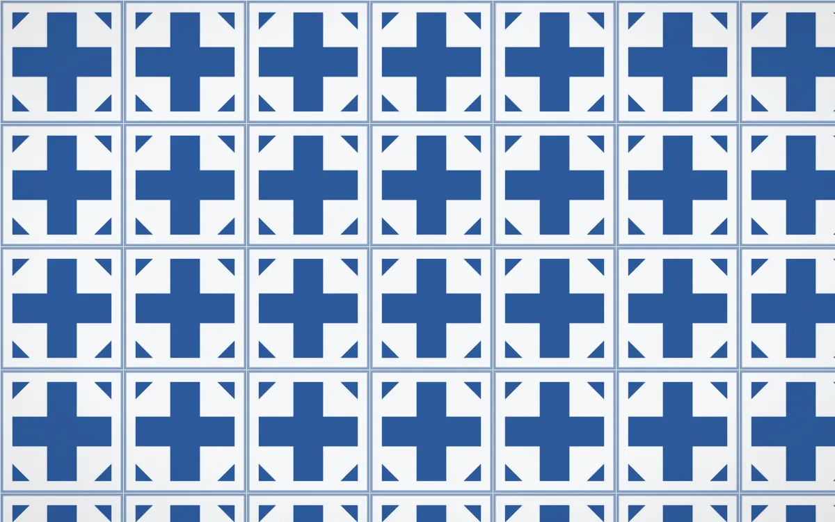 Delft Blue Cross Tile — light blue and white azulejo background