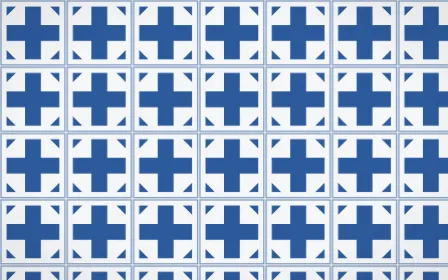 Delft Blue Cross Tile — light blue and white azulejo background