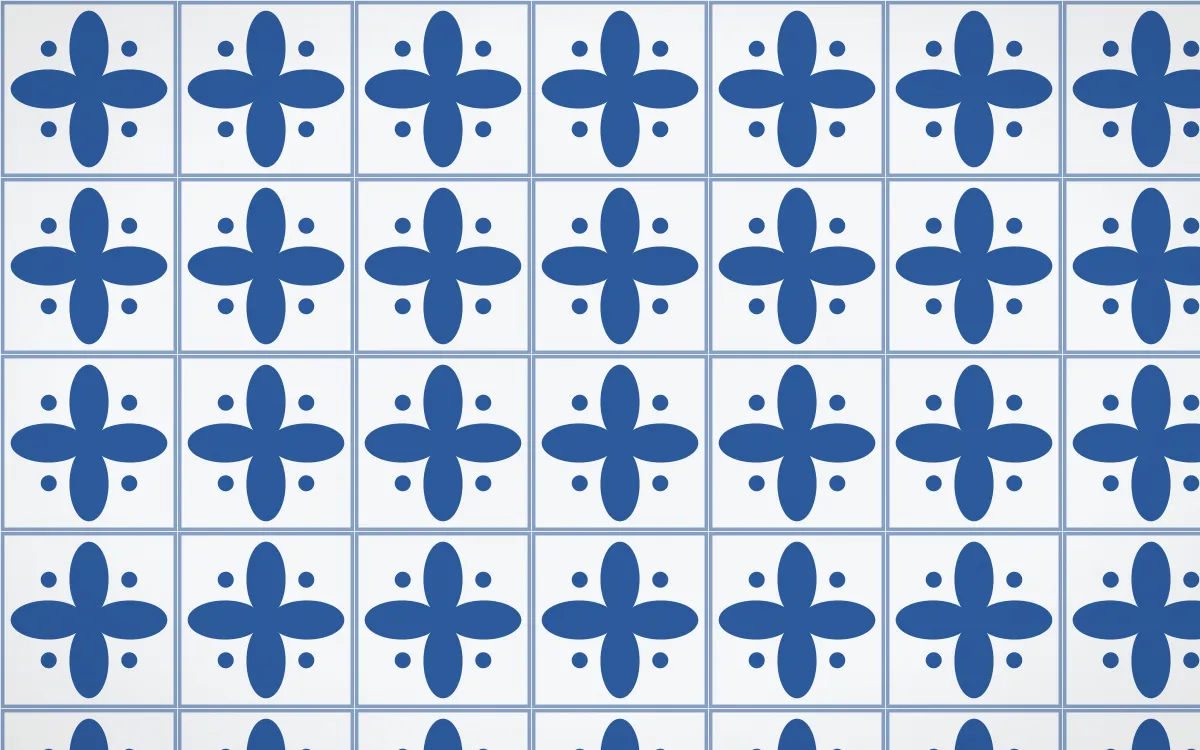 Delft Blue Petal Tile — light blue and white azulejo background