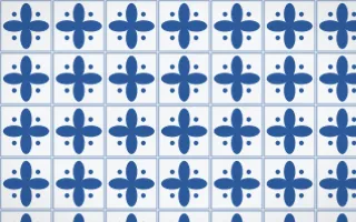 Delft Blue Petal Tile — light blue and white azulejo background