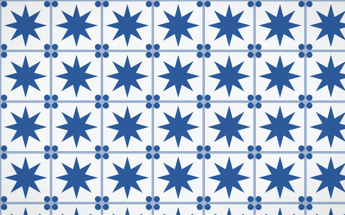 Delft Blue Star Tile — light blue and white azulejo background