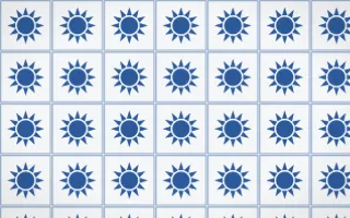 Delft Blue Sunburst Tile — light blue and white azulejo background