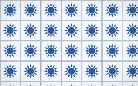 Delft Blue Sunburst Tile — light blue and white azulejo background
