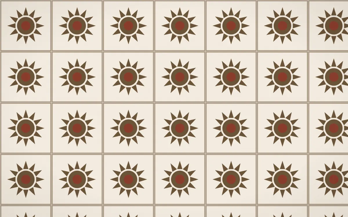 Desert Oud Sunburst Tile — light brown and beige azulejo background