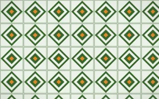 Emerald Isle Diamond Tile — light green, orange and white azulejo background