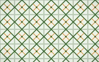 Emerald Isle Lattice Tile — light green, orange and white azulejo background